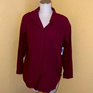 3/$15 NWT, size XL, burgundy Swiss dot button up.